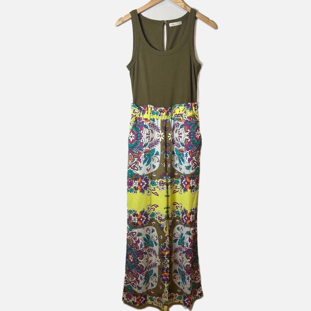 Women's Green and Yellow Jumpsuit